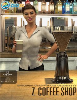 Z Coffee Shop Environment with Poses for Genesis 3 and 8