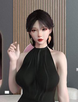 Noki Half-Up Bun with Bangs & Noki Mitsuki HD for Genesis 9