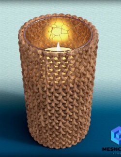 Wicker Wrapped Glass Candle Holder