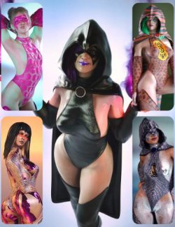 dForce Obsidian Superhero Outfit for Genesis 9, 8.1 and 8 Female Texture Add-On