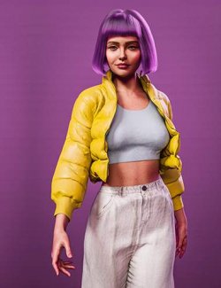 HT Puffer Jacket and Baggy Jeans for Genesis 9 Feminine