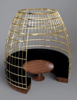 Premium Egg Pod Lounge With Curved Sofa 3D Model