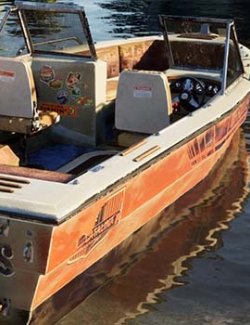 1990s Fiberglass Fishing Boat with Outboard Motor