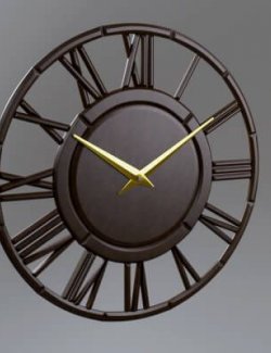 Modern Industrial Roman Numeral Wall Clock 3D Model AQ3D