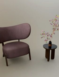 Modern Accent Lounge Chair & Side Table 3D Model AQ3D