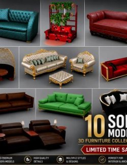 10 Modern Sofa Collection &ndash; 3D Furniture Bundle AQ3D