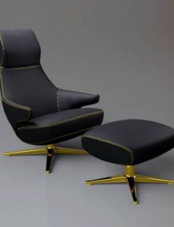 Modern Lounge Chair with Ottoman 3D Model AQ3D