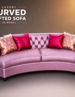 Luxury Curved Tufted Sofa 3D Model AQ3D
